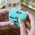 Lisa Angel Turquoise Personalised Block Initials Petite Travel Ring Box