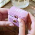 Lisa Angel Purple Personalised Block Initials Petite Travel Ring Box