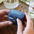 Navy and Mint Green Personalised Petite Travel Ring Box