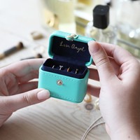 Petite Travel Ring Box in Turquoise and Navy