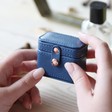 Teens Petite Travel Ring Box in Navy and Mint Green