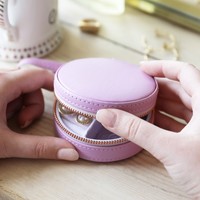 Mini Round Travel Jewellery Case in Purple