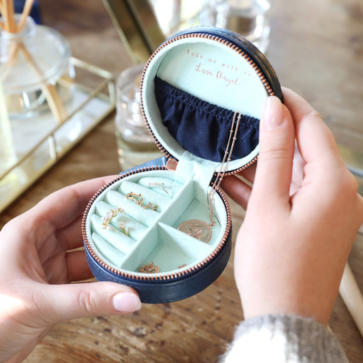 Personalised Mini Round Travel Jewellery Case By Lisa Angel