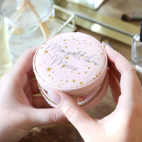Personalised Mini Round Stars Travel Jewellery Case