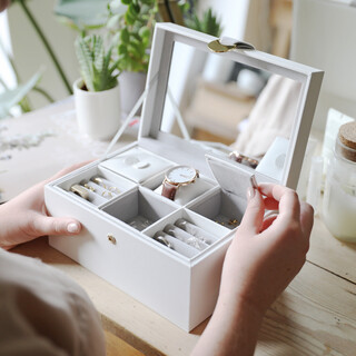 White Two Tier Jewellery Box
