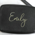 Lisa Angel Ladies' Personalised Name Rectangular Crossbody Bag in Black