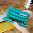 Inside of Personalised Block Initials Large Zip Around Wallet in Turquoise