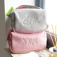 Personalised Embroidered Constellation Velvet Box Make Up Bag