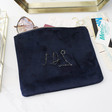 Personalised Embroidered Constellation Velvet Make Up Bag in Navy