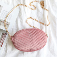 Pink Velvet Crossbody Bag