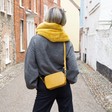 Teen's Rectangular Crossbody Bag in Mustard on Model
