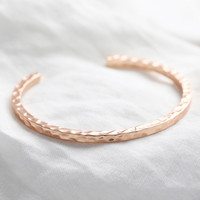 Hammered Rose Gold Bar Bangle