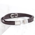 Back of Men's Brown Leather Stainless Steel Infinity Bracelet