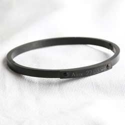 Personalised Small Black Stainless Steel Bangle
