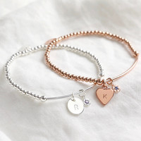 Beaded Tube Bracelet with Personalised Charm