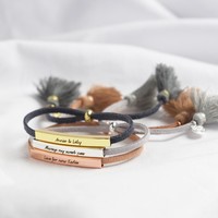Personalised Bar and Suede Cord Bracelet