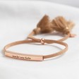 Personalised Rose Gold Bar and Pink Suede Cord Bracelet