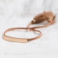 Rose Gold Bar and Pink Suede Cord Bracelet