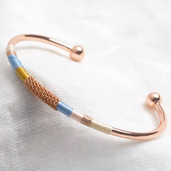 Rose Gold Wrapped Bangle in Blue and Pink