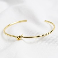 Slim Knot Torque Bangle in Gold