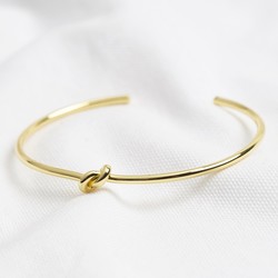 Slim Knot Torque Bangle in Gold