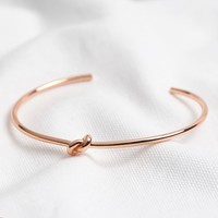 Slim Knot Torque Bangle in Rose Gold