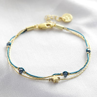 Star Bead Double Strand Bracelet in Gold