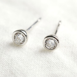Round Dark Sterling Silver Diamante Stud Earrings