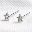 Lisa Angel Ladies' Tiny Sterling Silver Crystal Star Stud Earrings