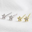 Lisa Angel Ladies' Tiny Gold Sterling Silver Crystal Star Stud Earrings