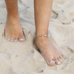 Silver and Grey Beaded Anklet