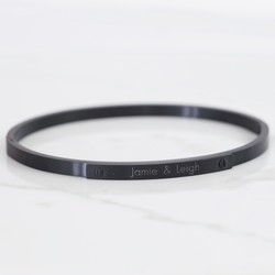Men's Personalised Black Stainless Steel Bangle