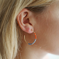 Seed Bead Hoop Earrings in Gold