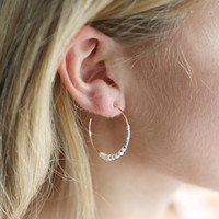 Seed Bead Hoop Earrings in Rose Gold