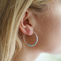 Seed Bead Hoop Earrings in Silver