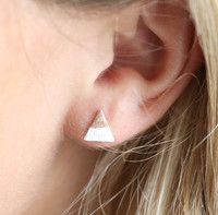 Silver and Rose Gold Dipped Triangle Stud Earrings