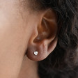 Sterling Silver Diamante Heart Stud Earrings on Model