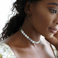 Brushed Multi Disc Choker Necklace in Silver