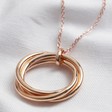 Lisa Angel Ladies' Large Triple Linked Ring Pendant Necklace in Rose Gold