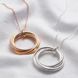 Lisa Angel Large Triple Linked Ring Pendant Necklaces in Rose Gold and Silver