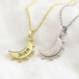 Lisa Angel Personalised Crystal Edge Moon Pendant Necklaces