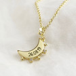 Lisa Angel Gold Personalised Crystal Edge Moon Pendant Necklaces