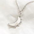 Lisa Angel Silver Personalised Crystal Edge Moon Pendant Necklaces