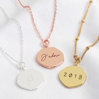 Personalised Engraved Organic Shape Charm Necklace