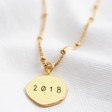 Personalised Engraved Gold Organic Shape Charm Necklace