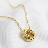 Triple Linked Ring Pendant Necklace in Gold