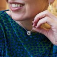 Model Wears Delicate Lisa Angel Ladies' Triple Linked Ring Pendant Necklace in Silver