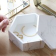 Personalised Heart Marble Hexagonal Trinket Box