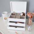 Inside of Personalised Name Triple Drawer Jewellery Box with Lid