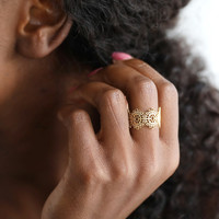 Adjustable Gold Floral Cut Ring